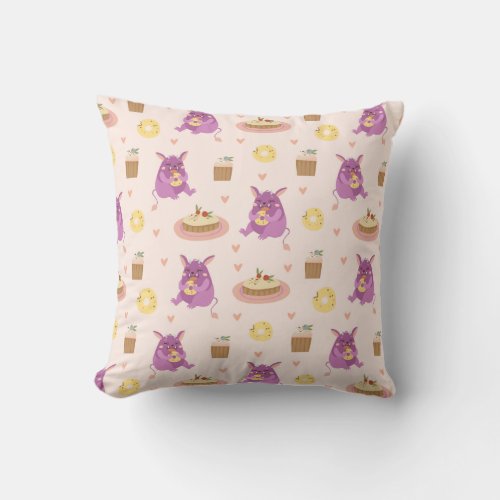 Snack Monsters  Throw Pillow