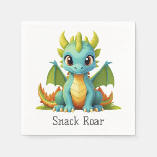 Snack Roar Green Blue Baby Dragon Paper Napkins