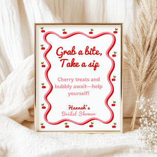 Snack table Retro Cherry Bridal Shower sign