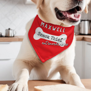 Snack Thief Extraordinaire Red Dog Funny Humor Pet Bandana Collar