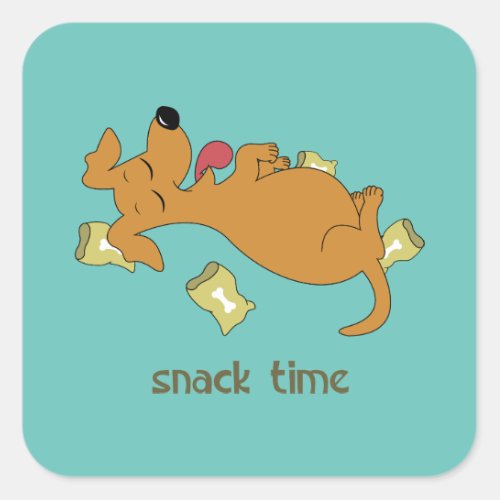 Snack time square sticker