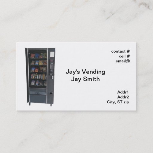 Customizable snack vending machine business card templates