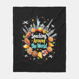Snacking Around The World Fast Food Travel Travele Fleece Blanket