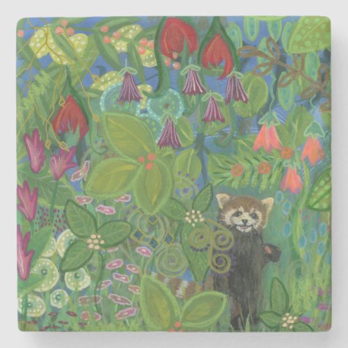 Snacking Red Panda stone coaster