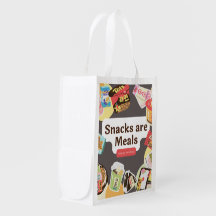 Snacks Are Meals Reusable Grocery Bag – Funny Tote