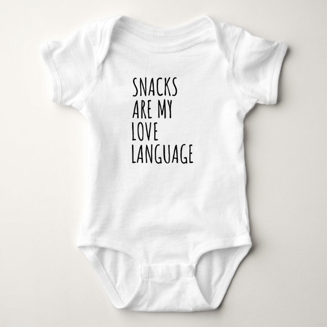 Snacks Are My Love Language Baby Valentine Day Baby Bodysuit (Front)