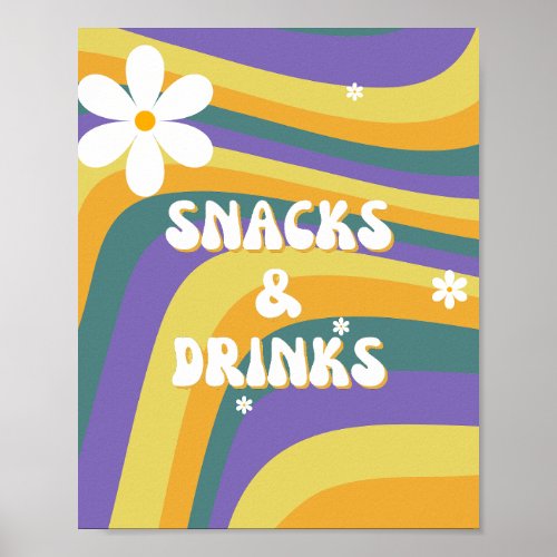 Snacks Drink Hippie Retro Baby Shower Vinyl Record Poster