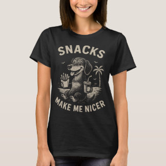 Snacks Make Me Nicer Funny Dachshund Vintage Desig T-Shirt