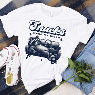 Snacks Make Me Nicer Funny Raccoon Animal Tacos T-Shirt