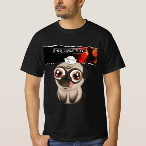Snacks Pugs and Rock N Roll T_Shirt
