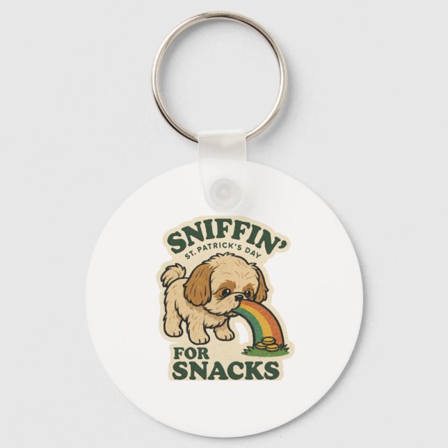 Snacks Sniffer Shih Tzu St.Patrick's Day Keychain (Front)