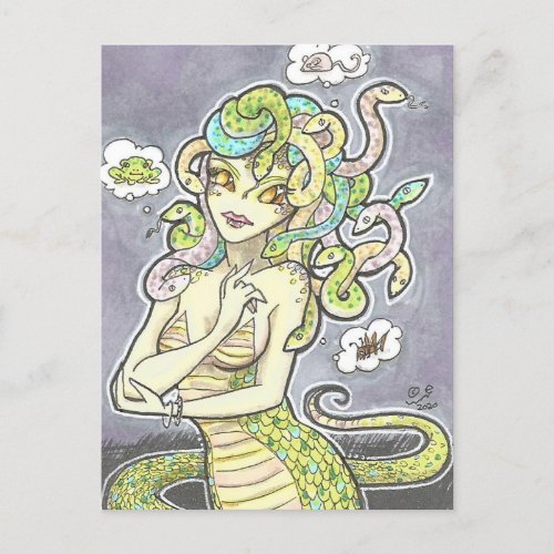 Snacktime Medusa Humor Fantasy Art Postcard Print