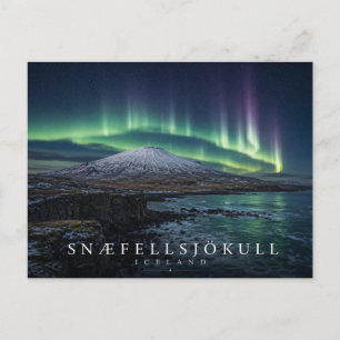 Snæfellsjökull Glacier Volcano Iceland Aurora Postcard