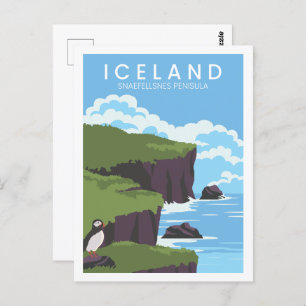 Snaefellsnes Iceland Travel Place Illustration Postcard