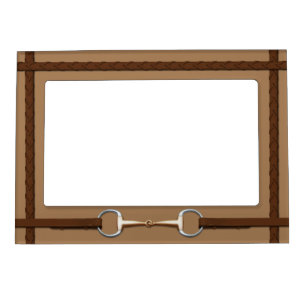 Snaffle Bit & Laced Reins Light Brown Equestrian Magnetic Frame