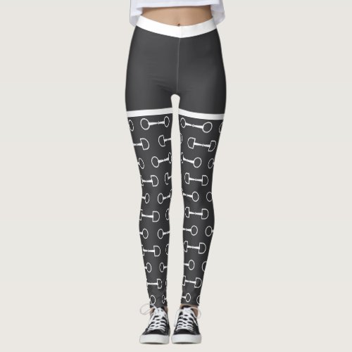 Snaffle Bits Grey and White Horse Leggings