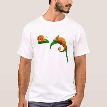 Snail And Chameleon T-shirt by vladstudio at Zazzle