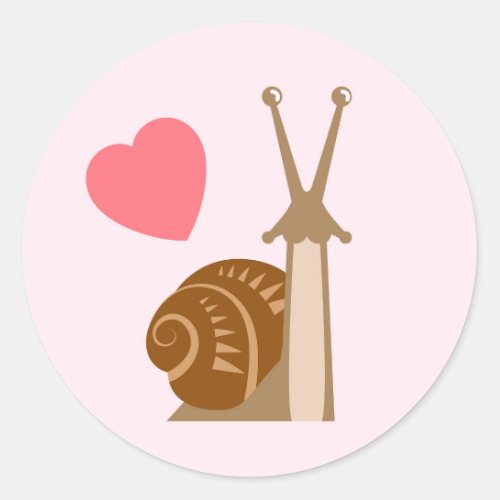 snail and heart shape classic round sticker