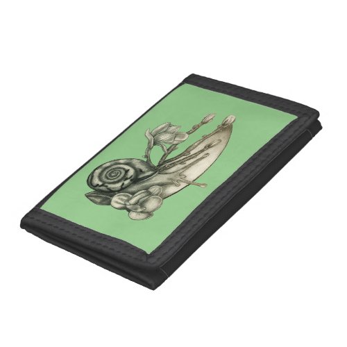 Snail and magnolia flowers trifold wallet