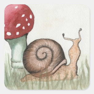 Snail and Mushroom Square Sticker