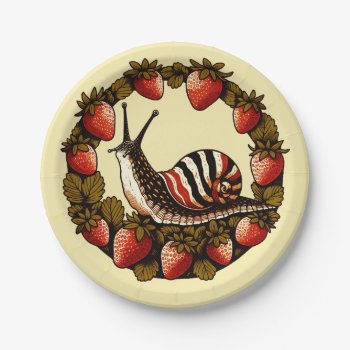 Snail And Strawberries Cottagecore Strawberry      Paper Plates by Vintage_Bubb at Zazzle