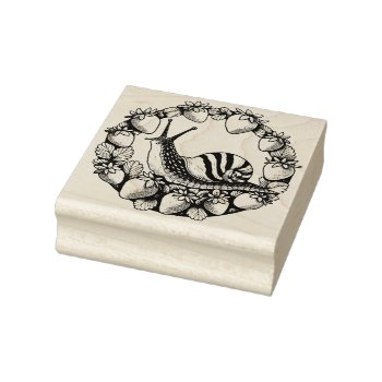 Snail And Strawberries Cottagecore Strawberry  Rubber Stamp by Vintage_Bubb at Zazzle