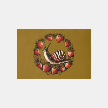Snail And Strawberries Cottagecore Strawberry      Rug by Vintage_Bubb at Zazzle