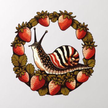Snail And Strawberries Cottagecore Strawberry      Wall Decal by Vintage_Bubb at Zazzle