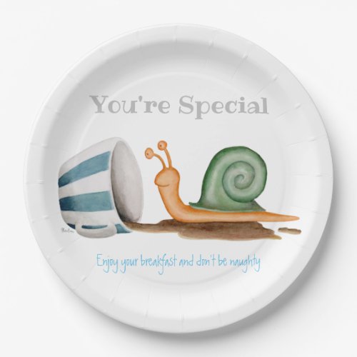 Snail and striped cup paper plates