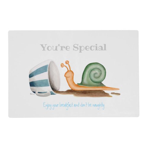 Snail and striped cup placemat