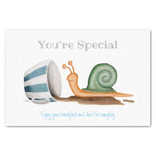 Snail and striped cup tissue paper