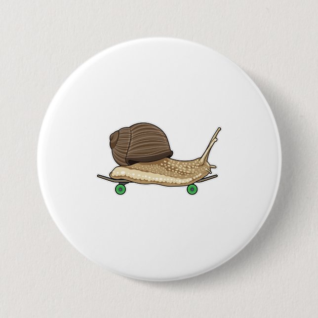 Snail as Skater with Skateboard Button (Front)