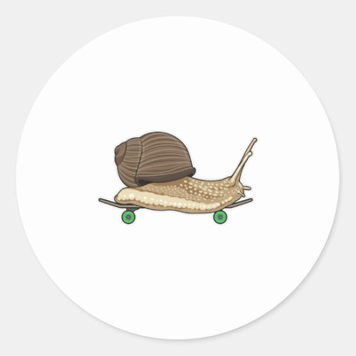 Snail as Skater with Skateboard Classic Round Sticker