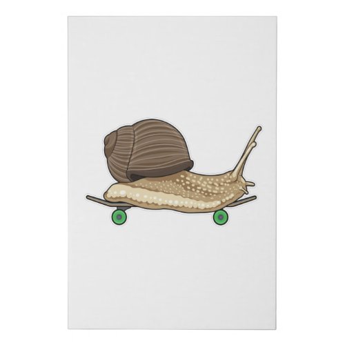 Snail as Skater with Skateboard Faux Canvas Print