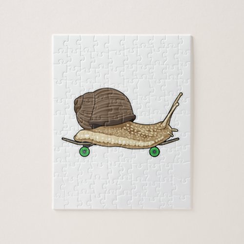 Snail as Skater with Skateboard Jigsaw Puzzle