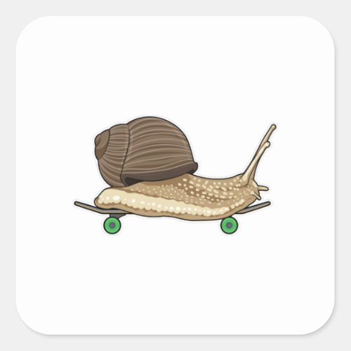 Snail as Skater with Skateboard Square Sticker