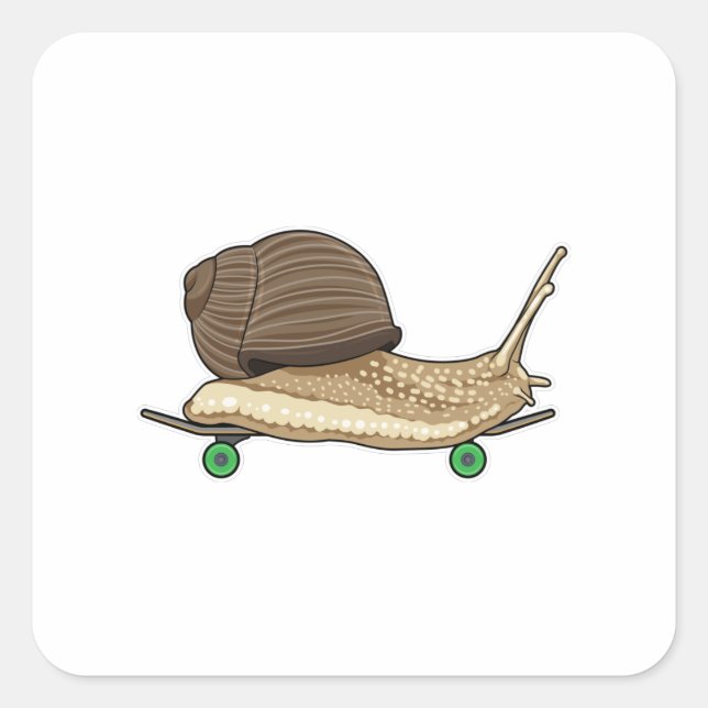 Snail as Skater with Skateboard Square Sticker (Front)