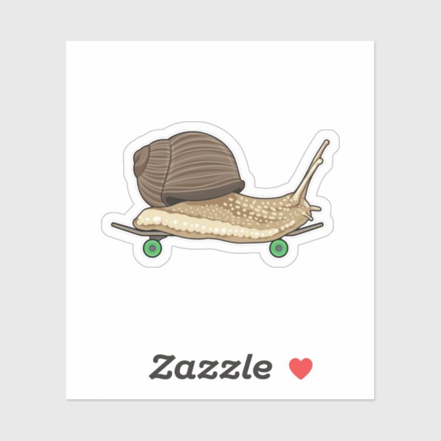 Snail as Skater with Skateboard Sticker (Sheet)