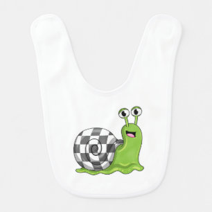 Snail at Chess with Chessboard Baby Bib