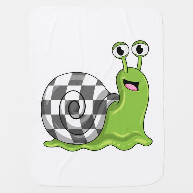 Snail at Chess with Chessboard Baby Blanket (Front)