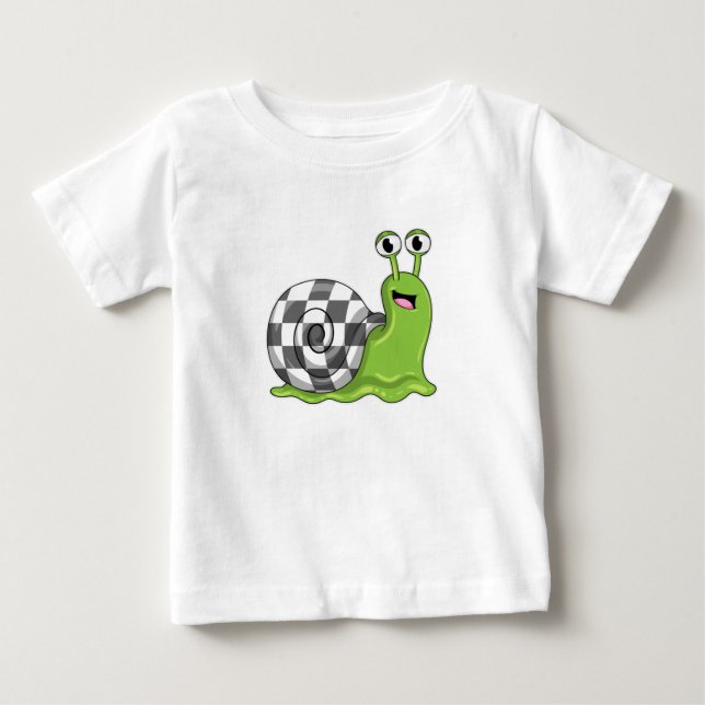 Snail at Chess with Chessboard Baby T-Shirt (Front)