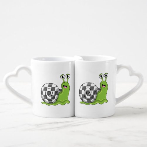 Snail at Chess with Chessboard Coffee Mug Set