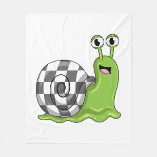Snail at Chess with Chessboard Fleece Blanket