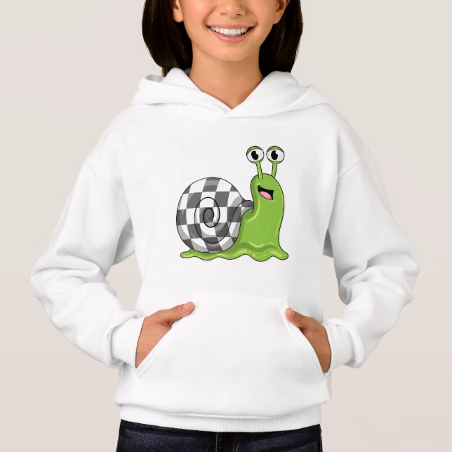 Snail at Chess with Chessboard Hoodie (Front)