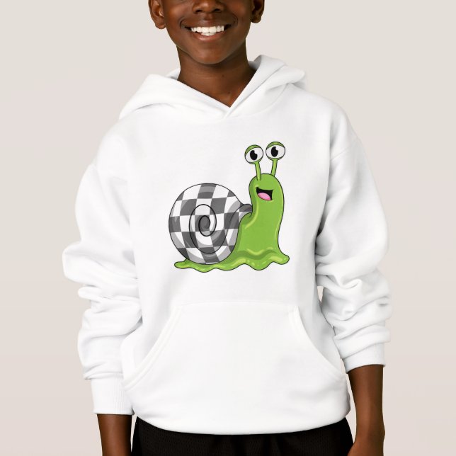 Snail at Chess with Chessboard Hoodie (Front)