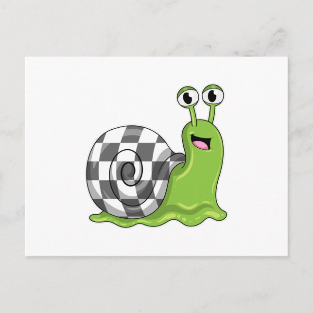 Snail at Chess with Chessboard Postcard (Front)