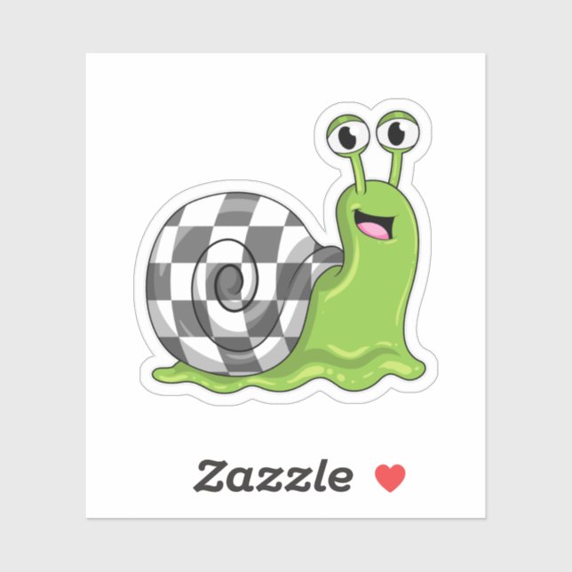 Snail at Chess with Chessboard Sticker (Sheet)