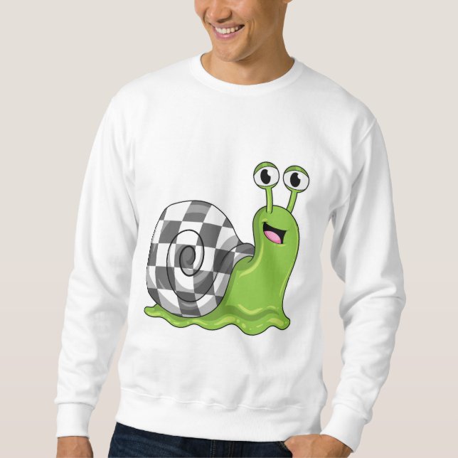 Snail at Chess with Chessboard Sweatshirt (Front)