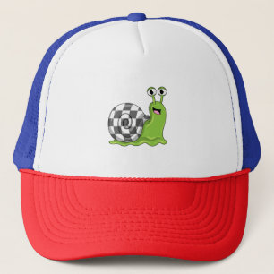 Snail at Chess with Chessboard Trucker Hat