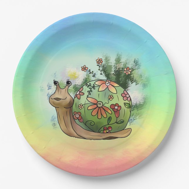 snail at the pond paper plates (Front)